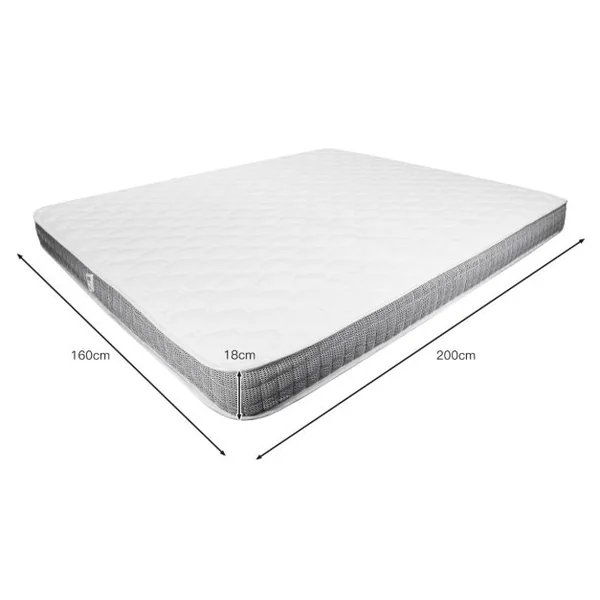 Matelas en Mousse à Mémoire de Forme Matelas Double Face pour Lit Queen Size et une Place 160 x 200 x 18 cm Dureté: H3 Blanc et Gris
