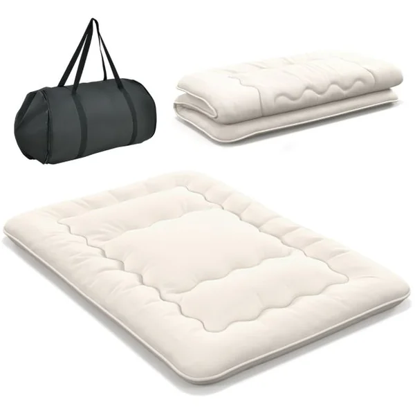 Matelas Roulé Au Sol avec Housse Lavable Matelas de Couchage Portable et Pliable avec Sac de Transport Double/Twin 7 Couleurs au Choix