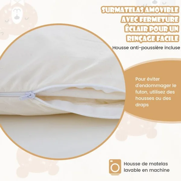 Matelas Roulé Au Sol avec Housse Lavable Matelas de Couchage Portable et Pliable avec Sac de Transport Double/Twin 7 Couleurs au Choix
