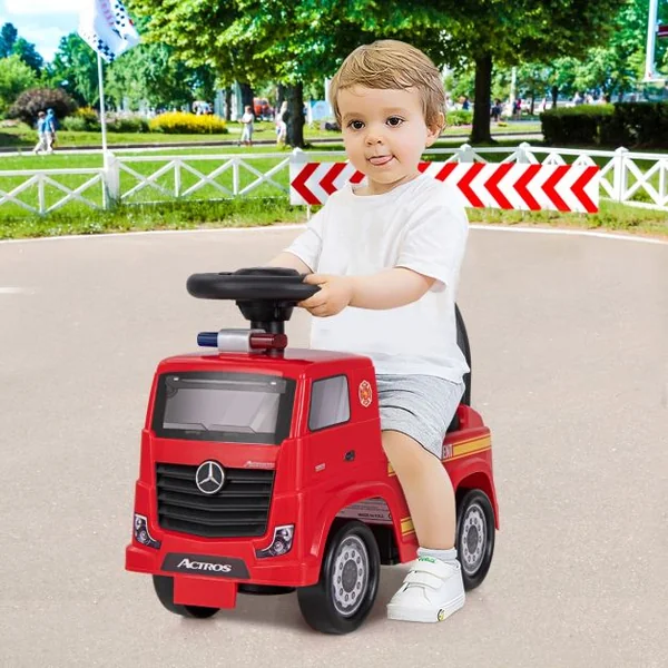 Mercedes-Benz Camion de Pompier Porteur Enfant avec Voyant d’Alarme Voiture à Pousser Bébé avec Musique Charge 23kg pour 2-6 Ans Rouge