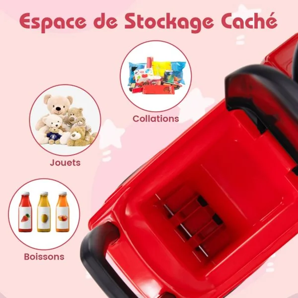 Mercedes-Benz Camion de Pompier Porteur Enfant avec Voyant d’Alarme Voiture à Pousser Bébé avec Musique Charge 23kg pour 2-6 Ans Rouge