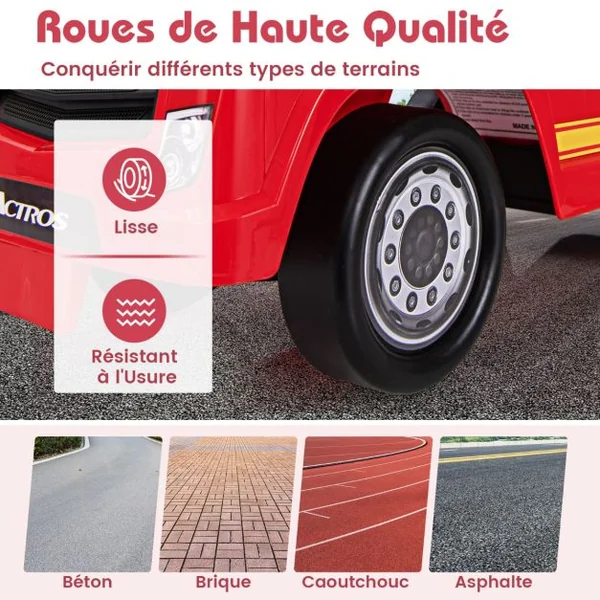 Mercedes-Benz Camion de Pompier Porteur Enfant avec Voyant d’Alarme Voiture à Pousser Bébé avec Musique Charge 23kg pour 2-6 Ans Rouge