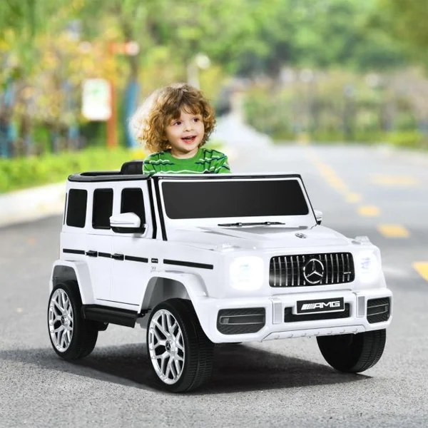 Mercedes-Benz G63 Voiture Électrique 12 V pour Enfants 2 Moteurs Vitesse Max 5 km/h Télécommande Lumières LED MP3 Blanc/Noir