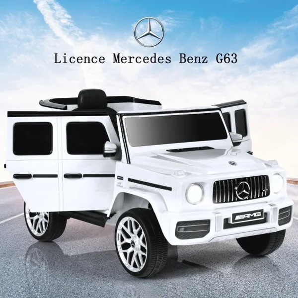 Mercedes-Benz G63 Voiture Électrique 12 V pour Enfants 2 Moteurs Vitesse Max 5 km/h Télécommande Lumières LED MP3 Blanc/Noir