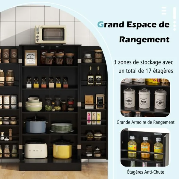 Meuble de Rangement 120 cm Armoire de Rangement de Cuisine à 2 Portes Dispositifs Anti-basculement Blanc/Noir/Gris/Vert