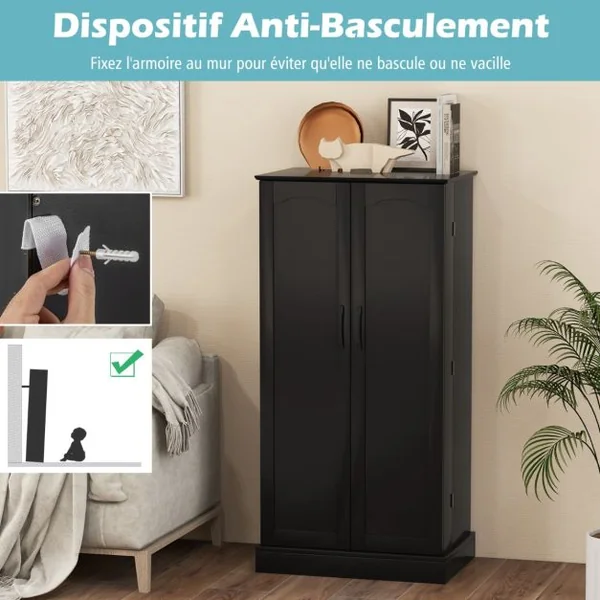 Meuble de Rangement 120 cm Armoire de Rangement de Cuisine à 2 Portes Dispositifs Anti-basculement Blanc/Noir/Gris/Vert