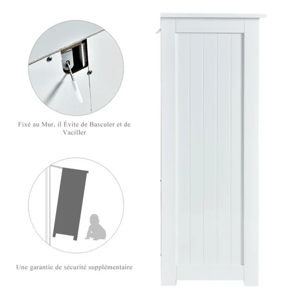 Meuble de Rangement avec 3 Tiroirs&1 Placard Étagère Réglable pour Salon Salle de Bain Chambre Bureau 60x30x81 cm Noir/Gris/Blanc