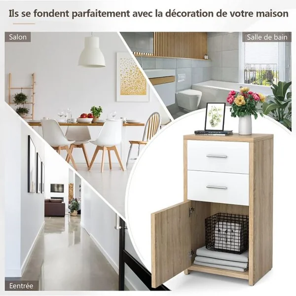 Meuble de Rangement avec 3 Tiroirs 40 x 30 x 77,5 cm (L x l x H) Utilisation Polyvalente Table d'Appoint Table de Chevet de Style Moderne