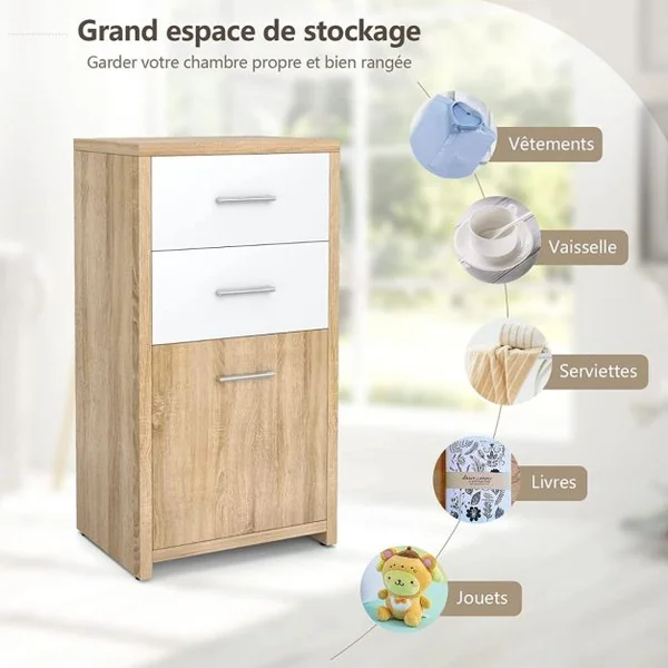 Meuble de Rangement avec 3 Tiroirs 40 x 30 x 77,5 cm (L x l x H) Utilisation Polyvalente Table d'Appoint Table de Chevet de Style Moderne