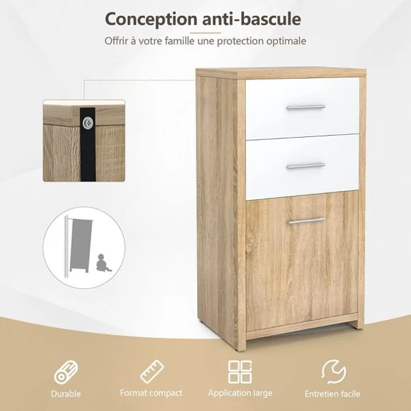 Meuble de Rangement avec 3 Tiroirs 40 x 30 x 77,5 cm (L x l x H) Utilisation Polyvalente Table d'Appoint Table de Chevet de Style Moderne