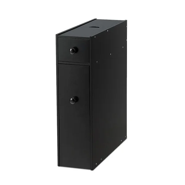 Meuble de Rangement avec Deux Tiroir pour Cuisine Salle de Bains 16 x 48 x 58 CM MDF Noir/Blanc