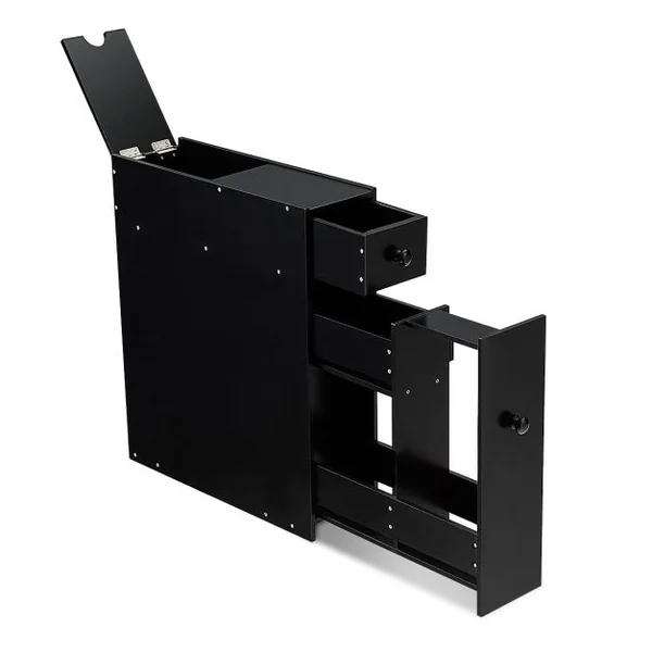 Meuble de Rangement avec Deux Tiroir pour Cuisine Salle de Bains 16 x 48 x 58 CM MDF Noir/Blanc