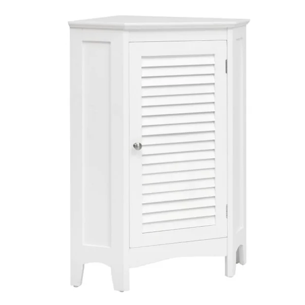 Meuble de Rangement d'Angle avec Porte et 2 Etagères Armoire pour Salle de Bains Cuisine Salon ou Chambre Blanc