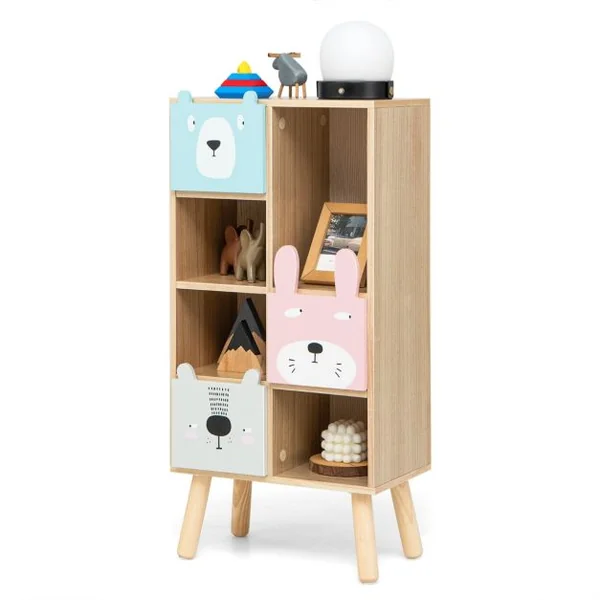 Meuble de Rangement Enfants avec 3 tiroirs et 4 compartiments ouverts pour Chambre d'Enfant 40 x 25,5 x 82,5 cm Marron