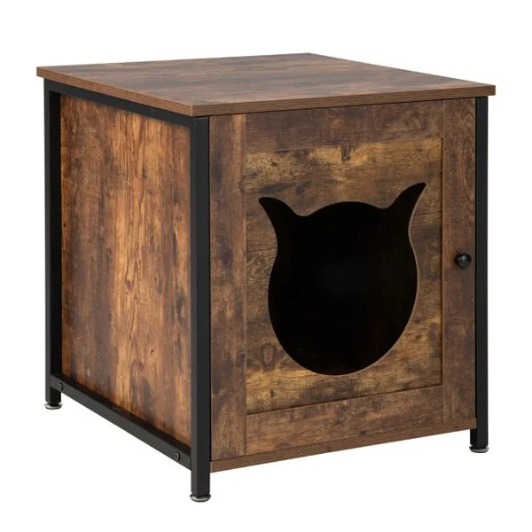 Meuble Litiere Chat Cadre en métal antirouille Industriel Maison de Toilette Chat Bonne respirabilité 50x53x55 cm