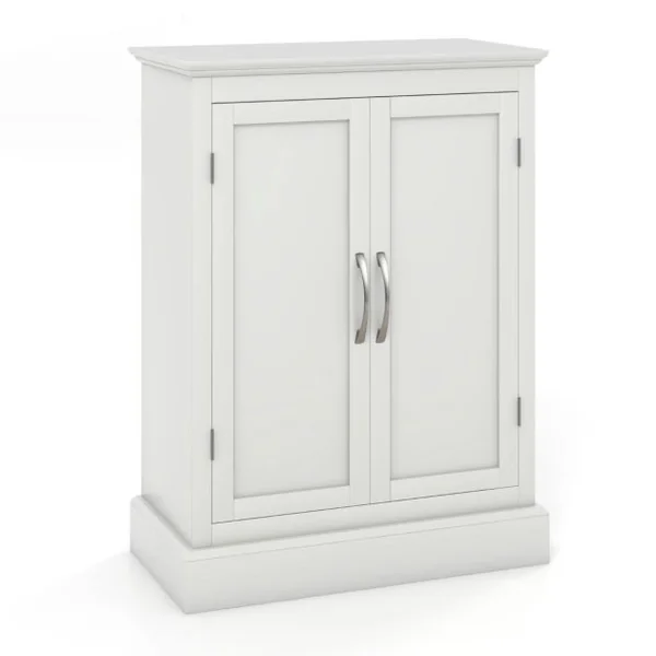 Meuble Salle de Bain Rangement avec 2 Porte et 2 Étagères Réglables Armoire Salle de Bain Commode de Rangement 60 x 32 x 81 cm Blanc