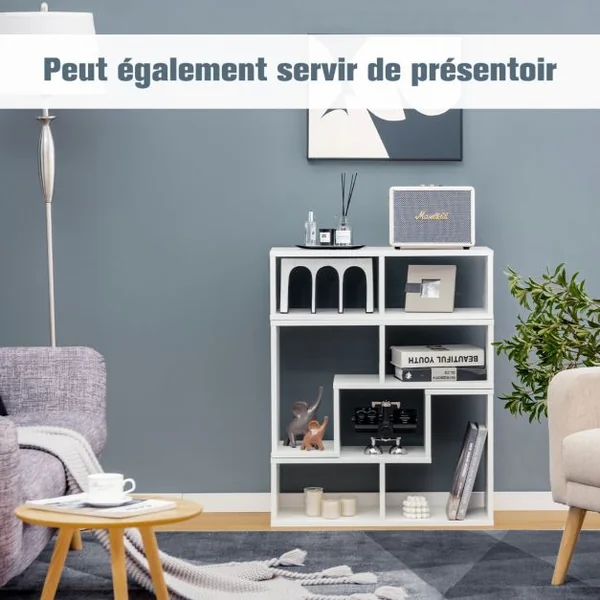 Meuble TV 3 Pièces 139x30x43cm Combination Libre pour Télévision Jusqu’à 49 Pouces pour Salon Chambre Bureau en MDF Blanc