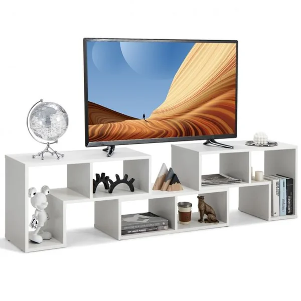 Meuble TV 3 Pièces 139x30x43cm Combination Libre pour Télévision Jusqu’à 49 Pouces pour Salon Chambre Bureau en MDF Blanc