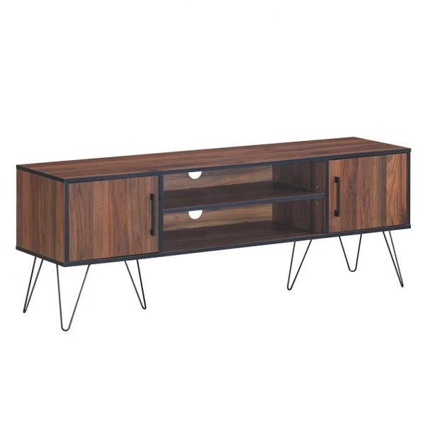 Meuble TV avec 2 Portes pour Téléviseurs Jusqu'à 152,4 cm Support de Télévision avec Étagère Réglable pour Salon Chambre