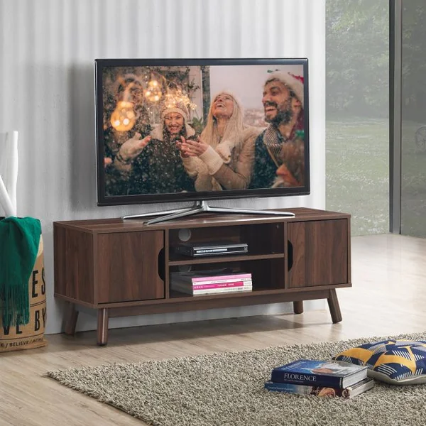 Meuble TV avec Compartiments et Étagères Jusqu’à 43 Pouces pour Salon Chambre Salle de Jeu 120x39x48,8cm Marron