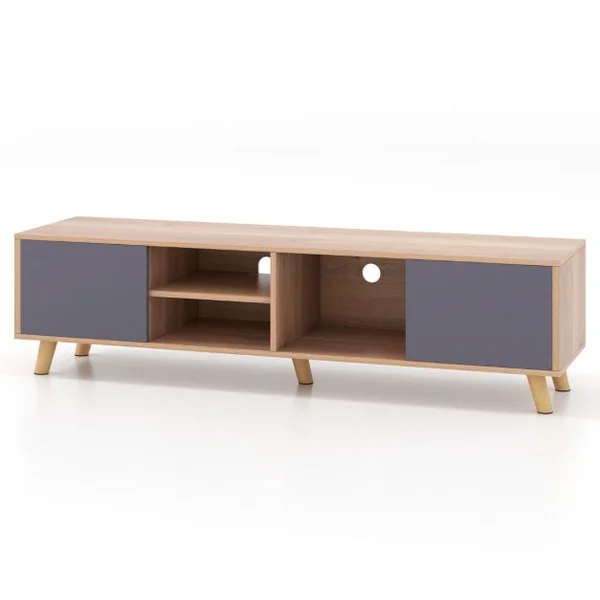 Meuble TV pour Téléviseurs jusqu'à 65 Pouces Etagère Ouverte Table Console avec 3 Trous de Gestion des Câbles Centre de Divertissement