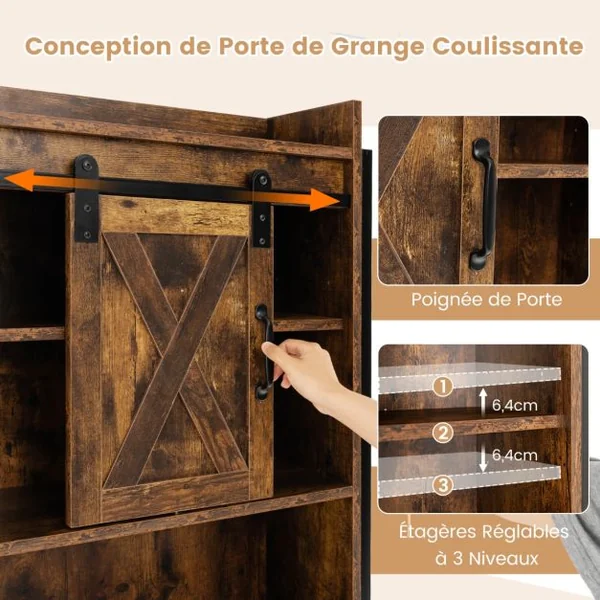 Meuble WC au-Dessus des Toilettes Meuble de Rangement de Salle de Bain à 4 Niveaux avec Étagère Réglable Porte-Papier Style Industriel Marron