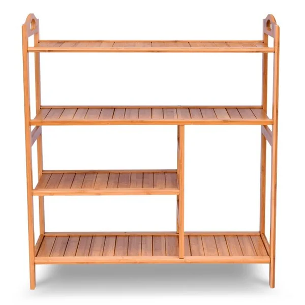Meuble à Chaussures en Bambou Porte Chaussures avec Étagères à Lattes Étagère de rangement pour Salle de Bain Entrée Naturel