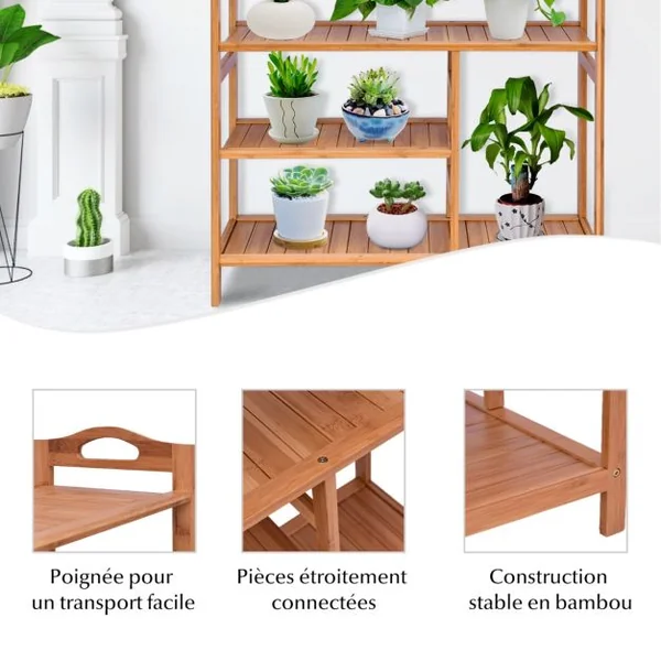 Meuble à Chaussures en Bambou Porte Chaussures avec Étagères à Lattes Étagère de rangement pour Salle de Bain Entrée Naturel