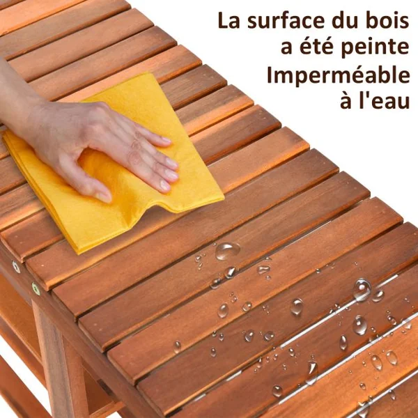 Meuble à Chaussures en Bois d'Acacia Étagère Banc à Chaussures 3 Niveaux Conception à Lattes Charge 160KG 87x28x45CM