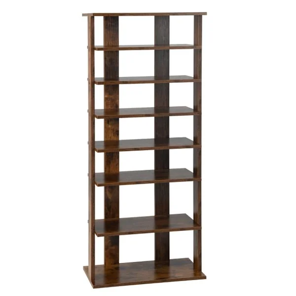 Meuble à Chaussures à 7 Niveaux avec Étagère Amovible Porte-Chaussures à Double Rangée avec Dispositif Anti-dumping Blanc/Café/Gris/Noir
