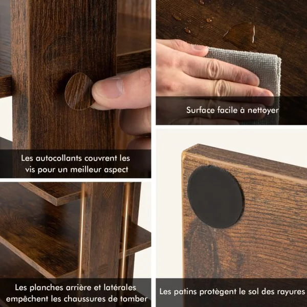 Meuble à Chaussures à 7 Niveaux avec Étagère Amovible Porte-Chaussures à Double Rangée avec Dispositif Anti-dumping Blanc/Café/Gris/Noir