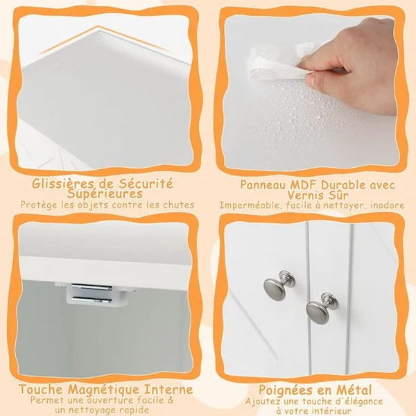 Meuble à Litière pour Chat avec Support de Rangement Grand Espace Caché pour Chat avec Séparateur Amovible Entrées Latérales