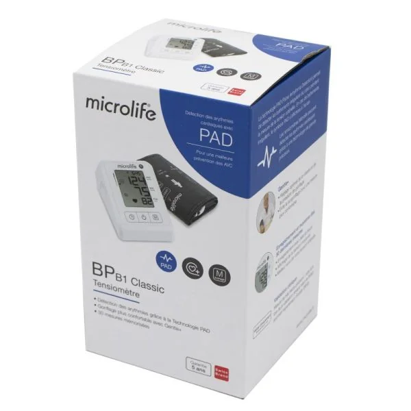 MICROLIFE Tensiomètre de Bras BP B1 Classic - Avec Détection des Arhthmies Technologie PAD - 1 Unité