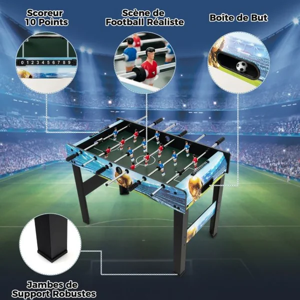 Mini Jeu de Baby-foot de 94 Cm Table de Baby-foot avec Gardien de Score Pieds Amovibles Jeu de Football d'Arcade pour Adultes et Enfants