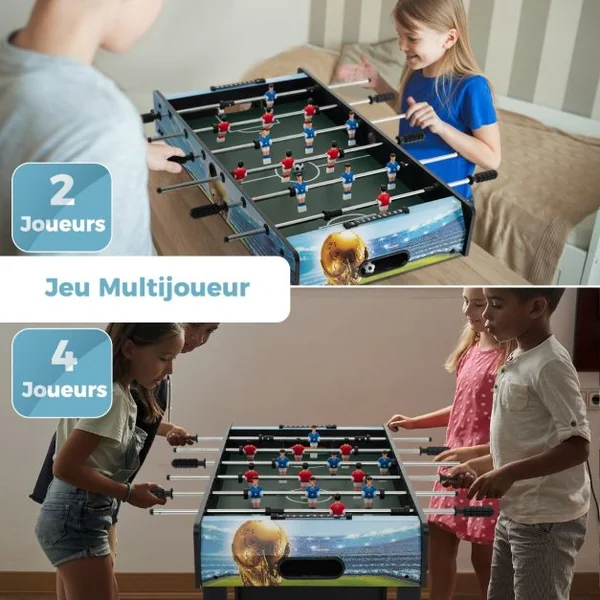 Mini Jeu de Baby-foot de 94 Cm Table de Baby-foot avec Gardien de Score Pieds Amovibles Jeu de Football d'Arcade pour Adultes et Enfants