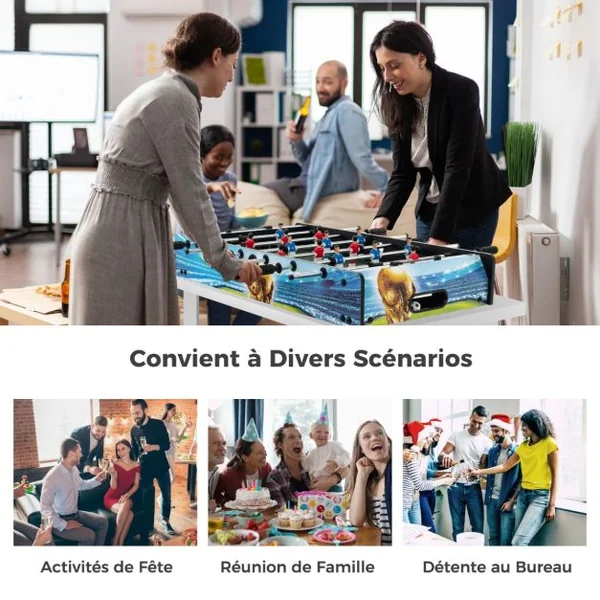 Mini Jeu de Baby-foot de 94 Cm Table de Baby-foot avec Gardien de Score Pieds Amovibles Jeu de Football d'Arcade pour Adultes et Enfants