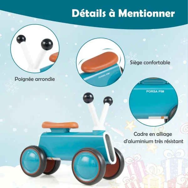 Mini Moto Scooter Vélo d’équilibre Balance pour Bébé 12 à 24 Mois Garçon et Fille Bleu