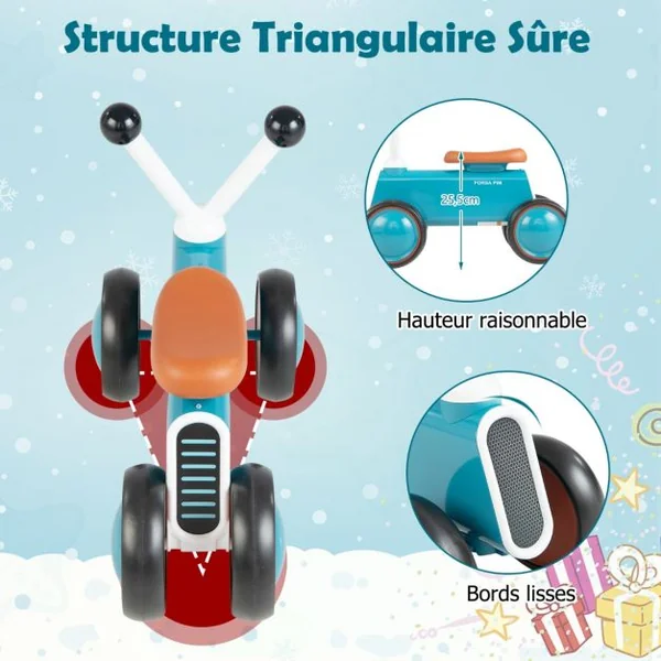 Mini Moto Scooter Vélo d’équilibre Balance pour Bébé 12 à 24 Mois Garçon et Fille Bleu