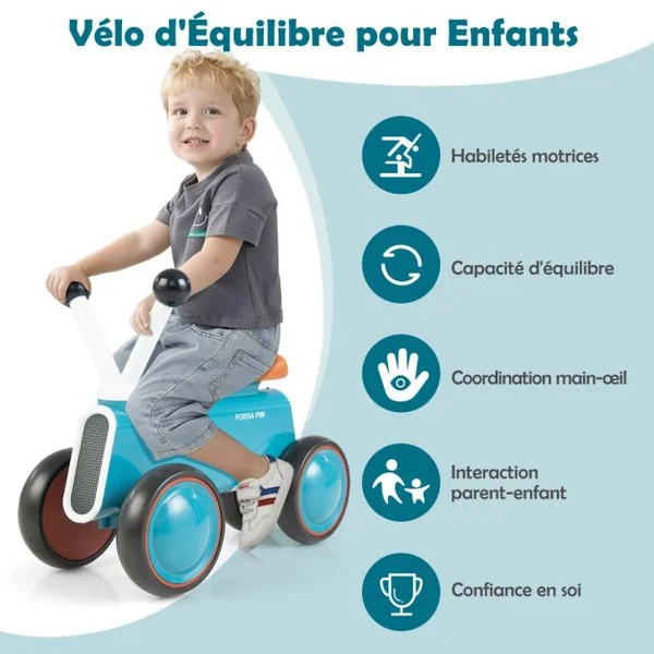 Mini Moto Scooter Vélo d’équilibre Balance pour Bébé 12 à 24 Mois Garçon et Fille Bleu