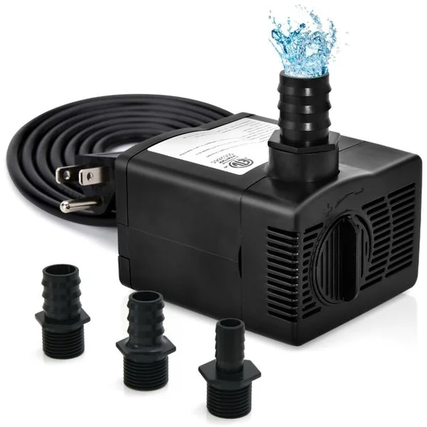 Mini Pompe à Eau Submersible 900L/H 22W / 1450L/H 30W Pompe Aquarium avec avec Levage Élevé de 2,20 m/2,50 m 3 Buses Différentes et Cordon d'Alimentation de 1,83 m
