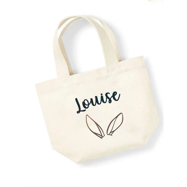 Mini sac de Pâques en coton personnalisé – Idéal pour la chasse aux œufs