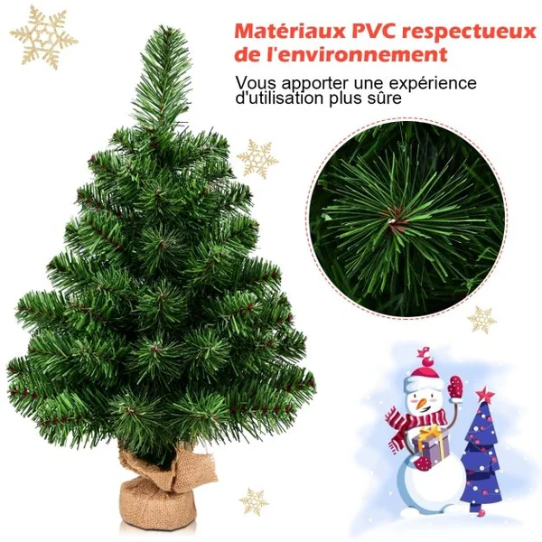 Mini Sapin de Noël Artificiel de Table H60CM/H90CM en PVC 67/96 Branches Arbre de Noël Epicéa à Piles