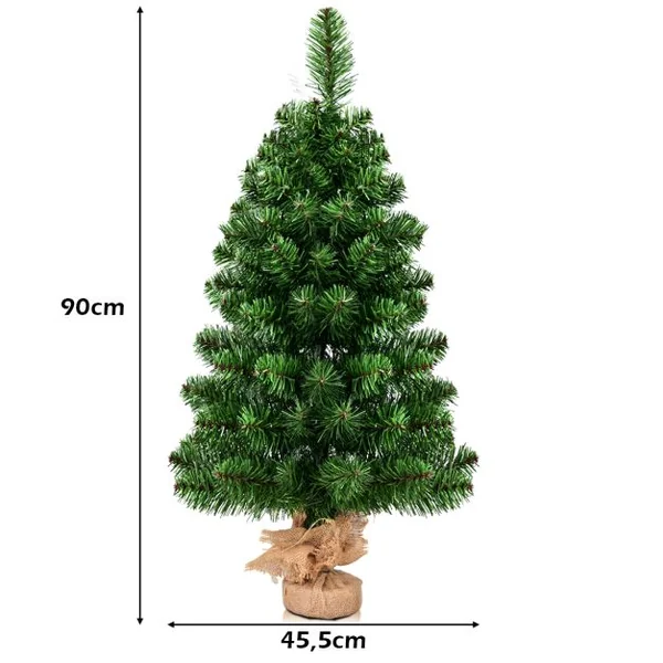 Mini Sapin de Noël Artificiel de Table H60CM/H90CM en PVC 67/96 Branches Arbre de Noël Epicéa à Piles