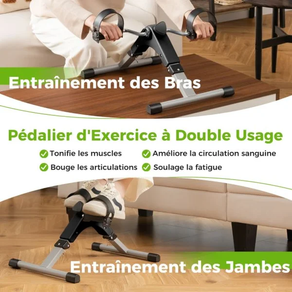 Mini Vélo d'Appartement Pliable pour Exercices Pédalier d'Appartement avec Résistance Réglable pour Entraînement Ecran LCD Noir