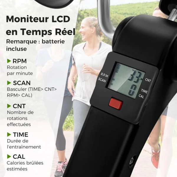 Mini Vélo d'Appartement Pliable pour Exercices Pédalier d'Appartement avec Résistance Réglable pour Entraînement Ecran LCD Noir