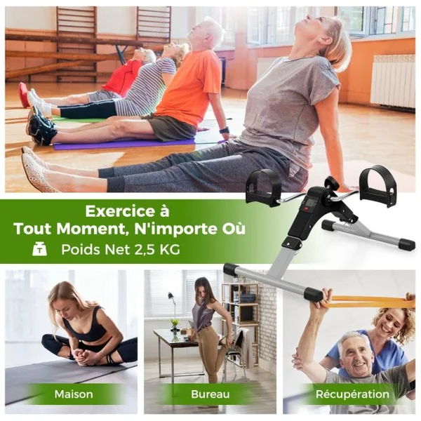 Mini Vélo d'Appartement Pliable pour Exercices Pédalier d'Appartement avec Résistance Réglable pour Entraînement Ecran LCD Noir
