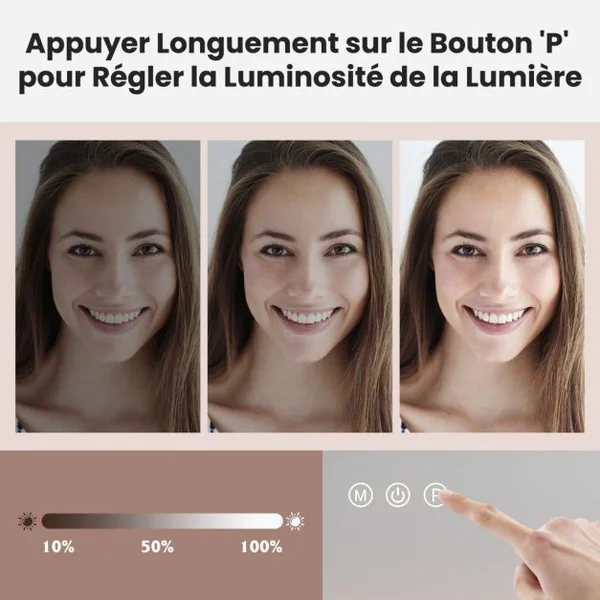 Miroir de Maquillage 14 Ampoules LED Loupe x5 Miroir de Courtoisie Eclairé de Table 3 Modes d'Eclairage Réglable