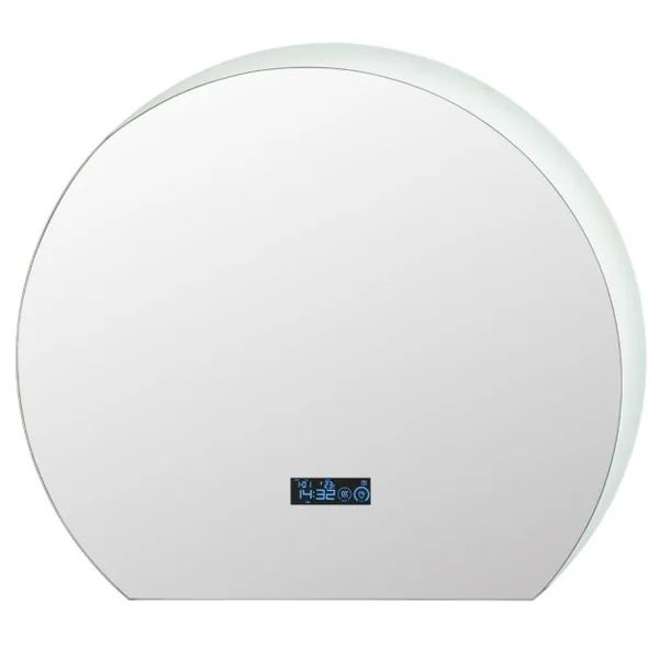 Miroir de Salle de Bain en Demi-cercle Miroir de Courtoisie à Intensité Variable Lumières LED à 3 Couleurs Fonction Mémoire Argent