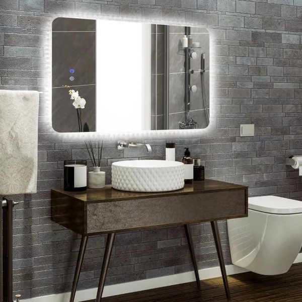 Miroir de Salle de Bain IP44 avec Lumières LED et Antibuée 80 x 60 CM Miroir Mural avec 3 Températures de Couleur Réglables