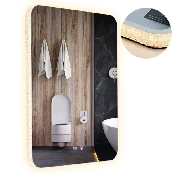 Miroir de Salle de Bain IP44 avec Lumières LED et Antibuée 80 x 60 CM Miroir Mural avec 3 Températures de Couleur Réglables